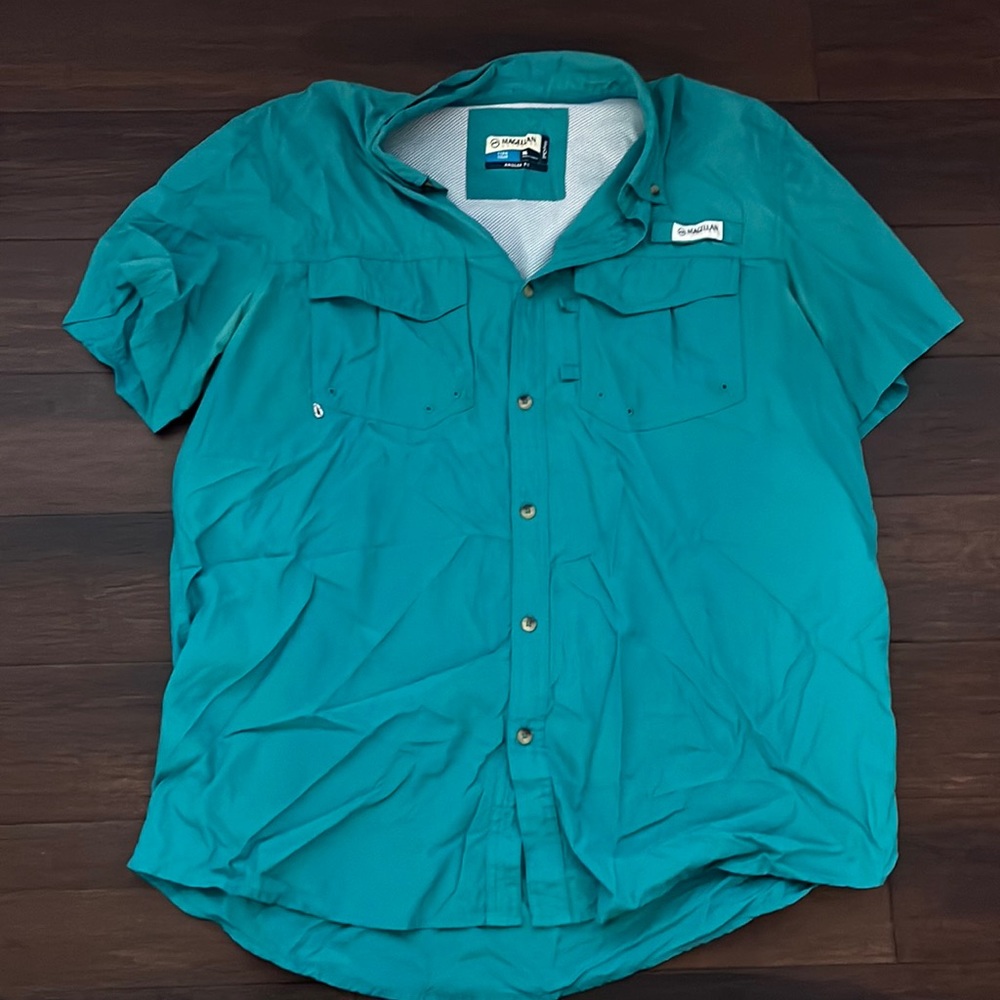 Magellan teal fishing shirt